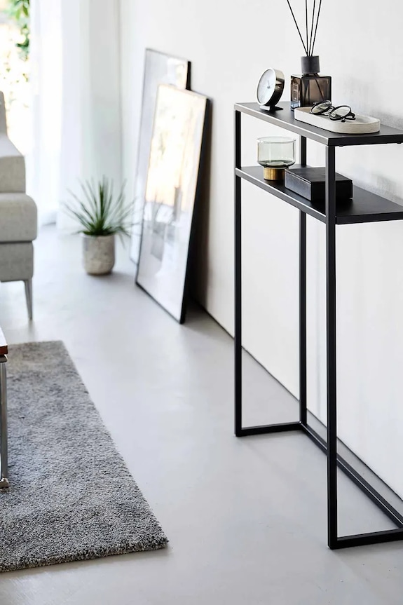 Salon i sypialnia Yamazaki stolik konsolowy stalowy 60 x 18,2 x 80,2 cm 10394 czarny