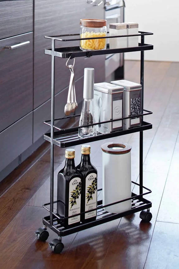 Salon i sypialnia Yamazaki mebel z kółkami ze stali 38 x 12 x 66 cm 7152 czarny