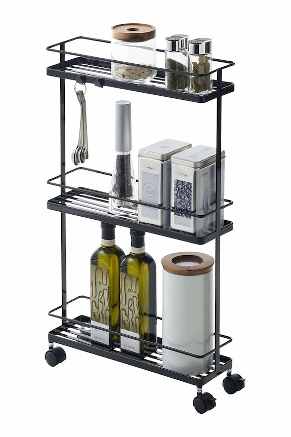 Yamazaki mebel z kółkami ze stali 38 x 12 x 66 cm 7152 czarny AA00