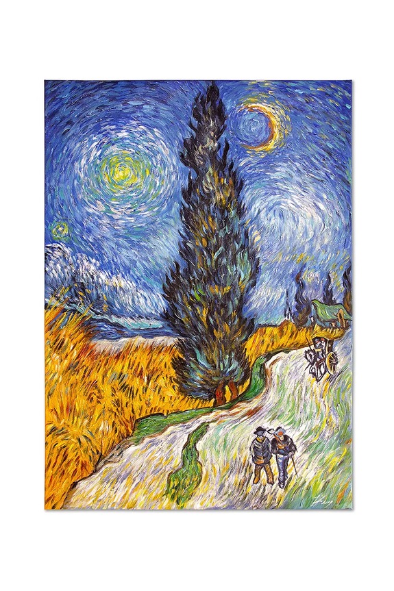 Reprodukce malovaná olejem home & lifestyle Cesta s cypřišem a hvězdou, Vincent van Gogh vícebarevná 181614
