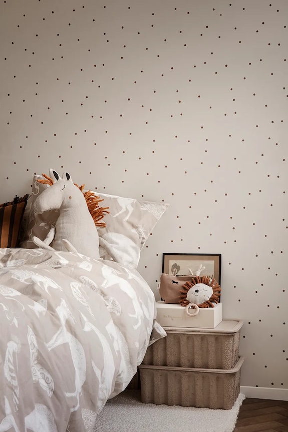 Dnevni boravak i spavaća soba Tapeta ferm LIVING Dot Wallpaper 1102242689 bijela