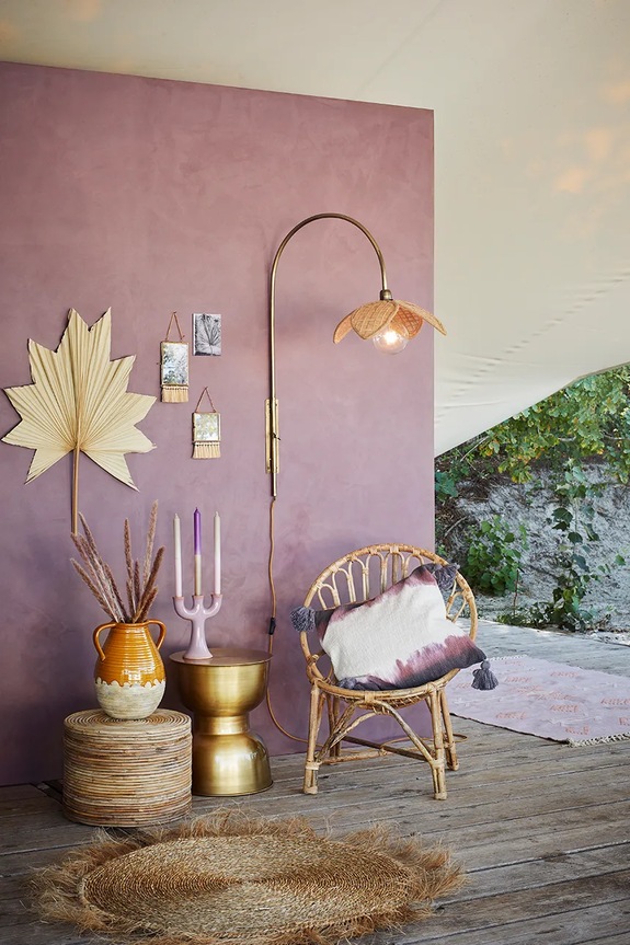 Madam Stoltz dekoracja ścienna Palm Leaves 60-70 cm 3-pack DC21003.4.6 beżowy