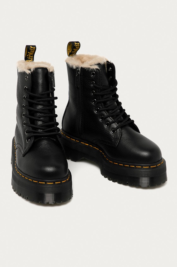 Dr. Martens bőr bakancs 25637001 Jadon Fur Lined DM25637001 fekete AW22