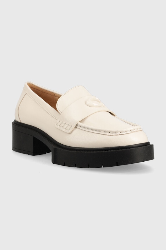 Kožené mokasíny Coach Leah Loafer CB990.CHK béžová AA00