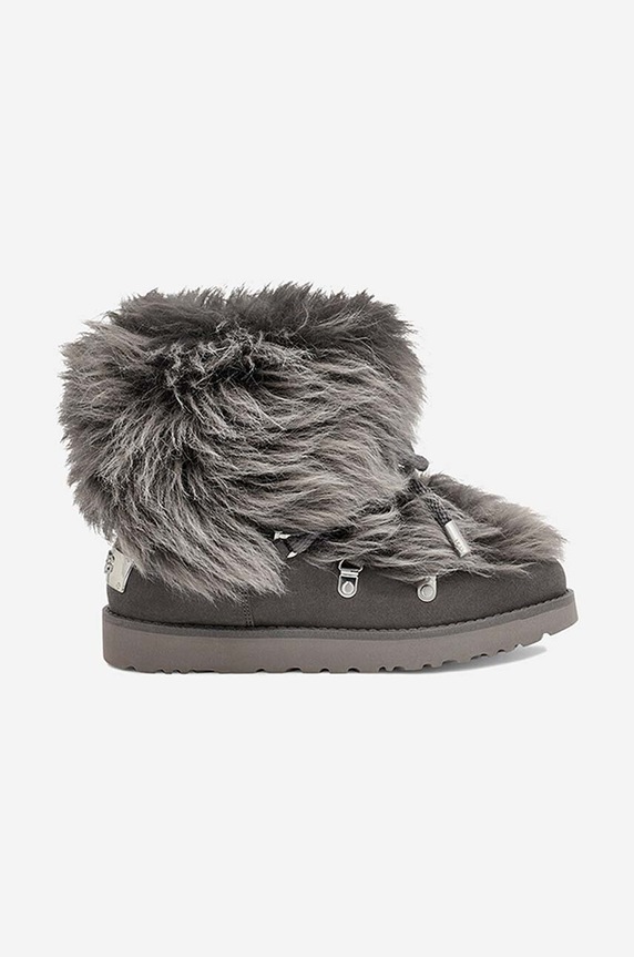 UGG suede snow boots Classic Posh Fur flat gray 1123531.TCLD