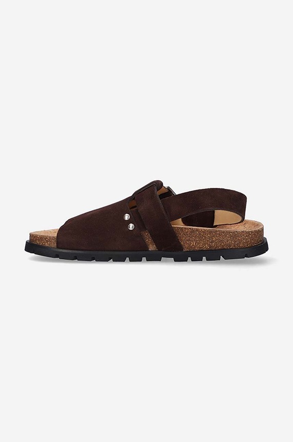 Shoes A.P.C. suede sandals Sandales Noe PXBAH.F51056 brown