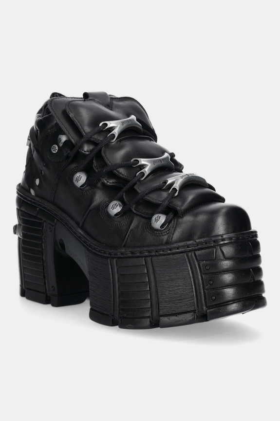 New Rock botki skórzane CRUST NEGRO słupek czarny M.TM106.C2