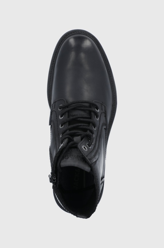 Jack & Jones trzewiki skórzane JFWKARL czarny 12183116