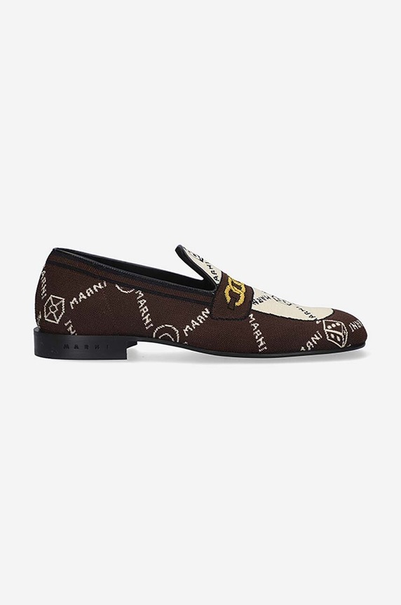 Marni mokasyny Moccasin Shoe tekstylny brązowy MOMR003802.P4601
