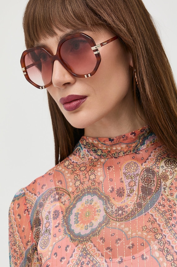 Chloé okulary przeciwsłoneczne geometryczne brązowy CH0105S