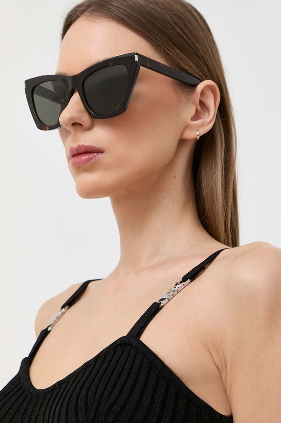 Saint Laurent okulary przeciwsłoneczne KATE jednolita brązowy SL.214.KATE
