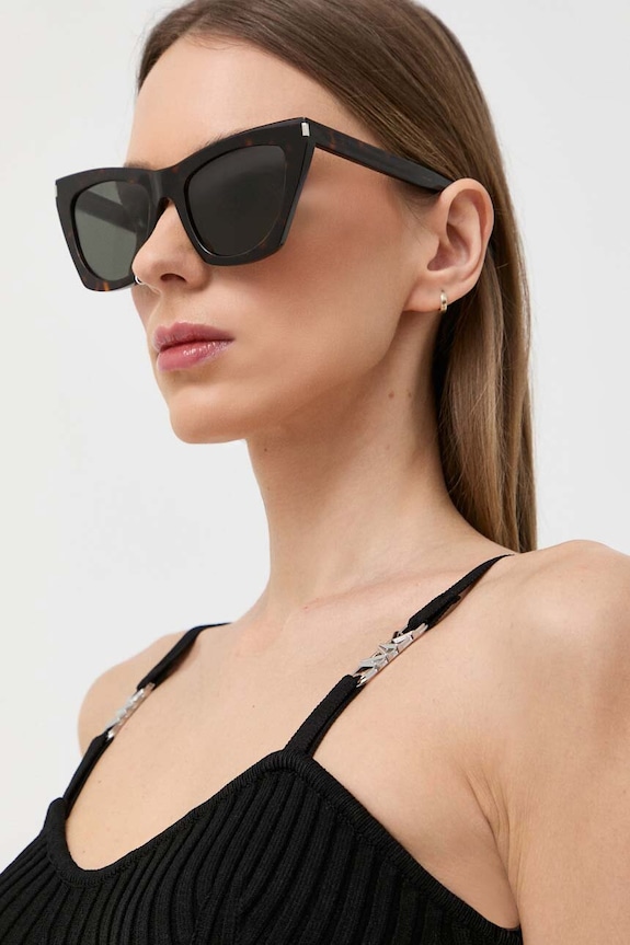 Saint Laurent okulary przeciwsłoneczne KATE jednolita brązowy SL.214.KATE