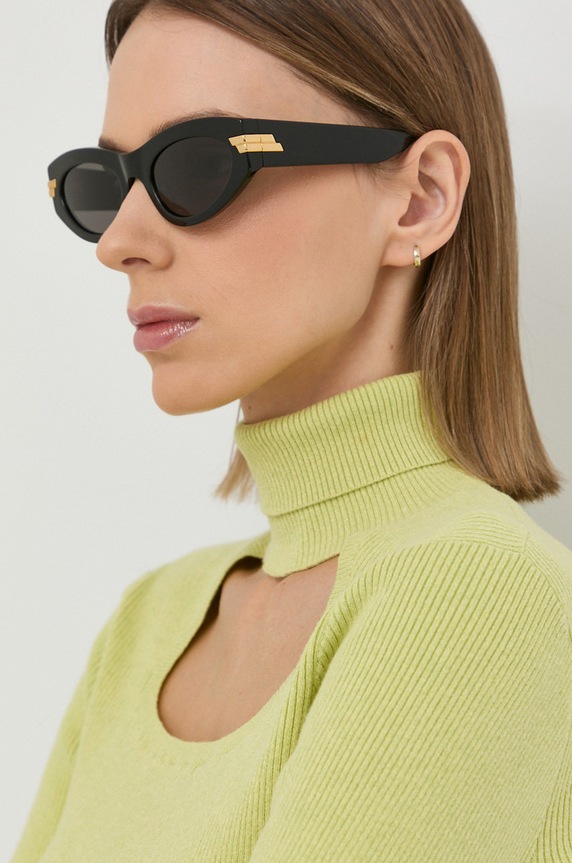 Bottega Veneta okulary przeciwsłoneczne kocie oczy czarny BV1189S