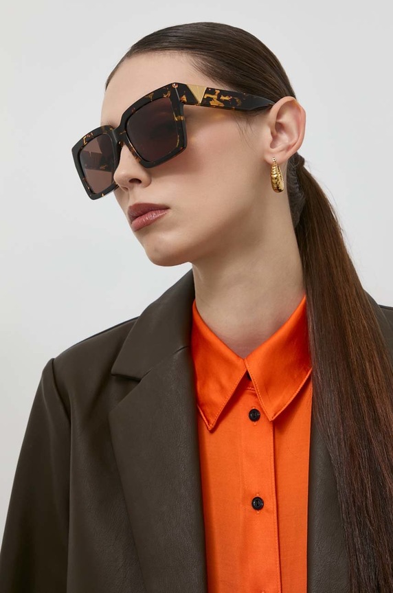 Bottega Veneta okulary przeciwsłoneczne jednolita brązowy BV1198SA