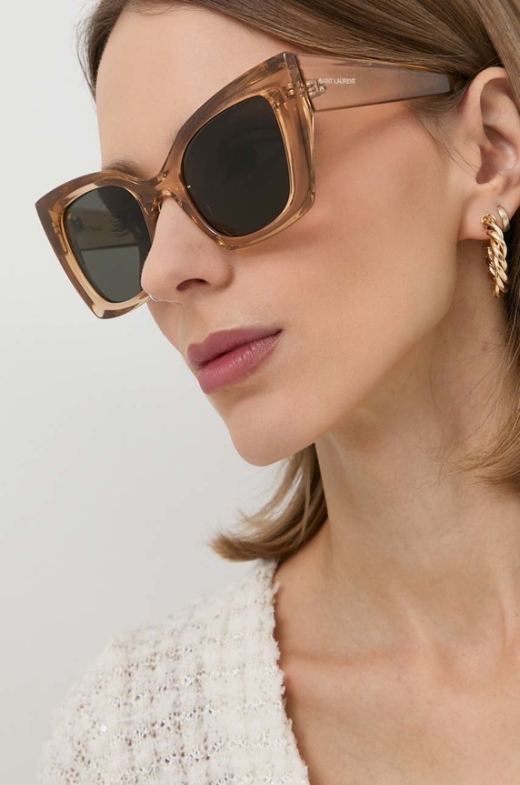 Sluneční brýle Saint Laurent jednotná hnědá SL.552