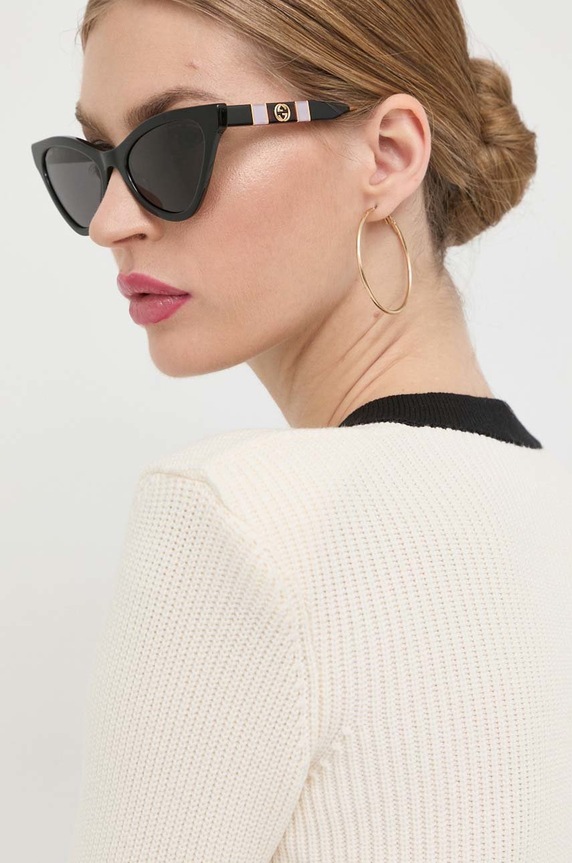 Gucci okulary przeciwsłoneczne kocie oczy czarny GG0597S