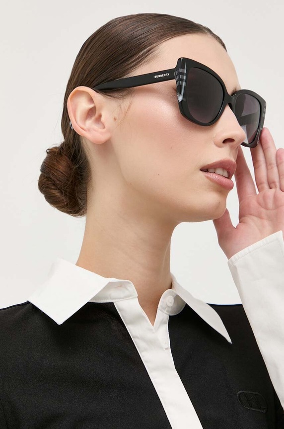 Burberry okulary przeciwsłoneczne MERYL jednolita czarny 0BE4393