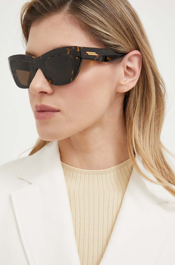 Bottega Veneta okulary przeciwsłoneczne jednolita brązowy BV1218S