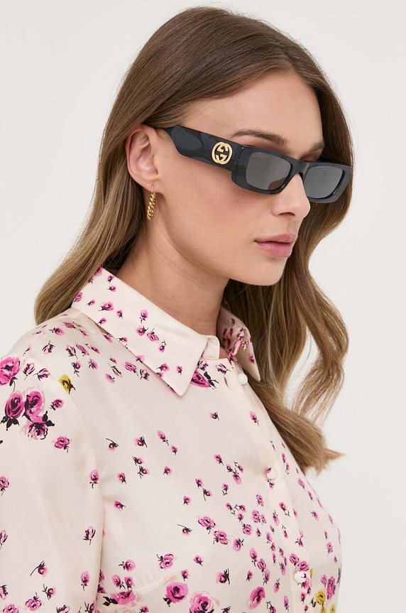 Gucci okulary przeciwsłoneczne prostokątne szary GG0516S
