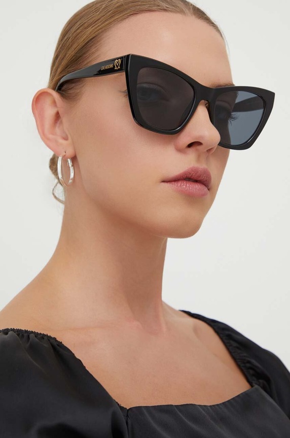 Сонцезахисні окуляри Love Moschino котячі очі чорний MOL070/S