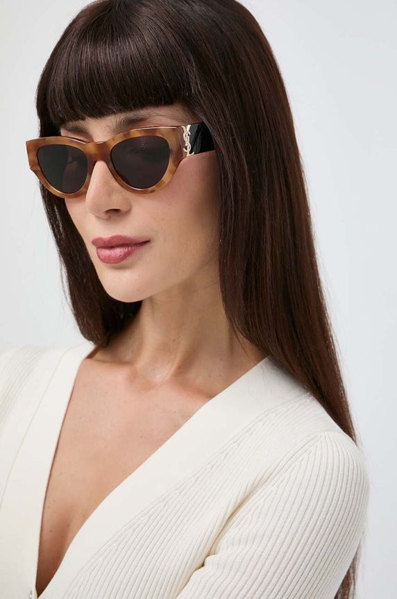 Saint Laurent okulary przeciwsłoneczne jednolita brązowy SL.M94