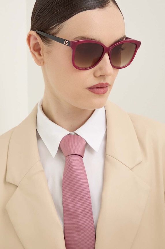 Guess okulary przeciwsłoneczne prostokątne fioletowy GU7920.5869G