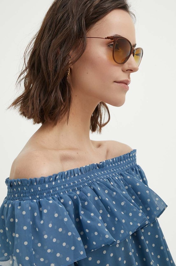 Слънчеви очила Emporio Armani котешко око кафяв 0EA4220