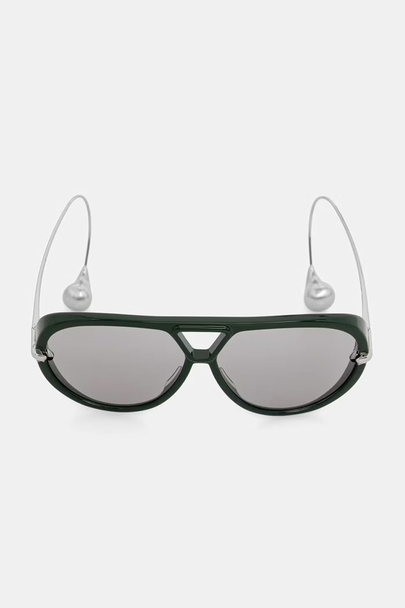 Akcesoria Bottega Veneta okulary przeciwsłoneczne pilotki damskie BV1273S zielony