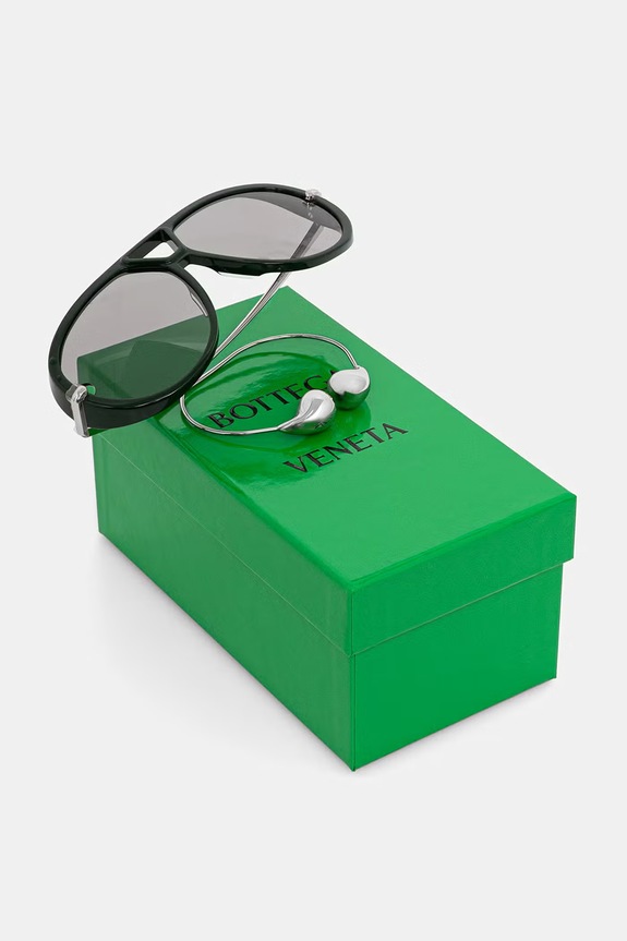 Bottega Veneta okulary przeciwsłoneczne pilotki damskie zielony BV1273S