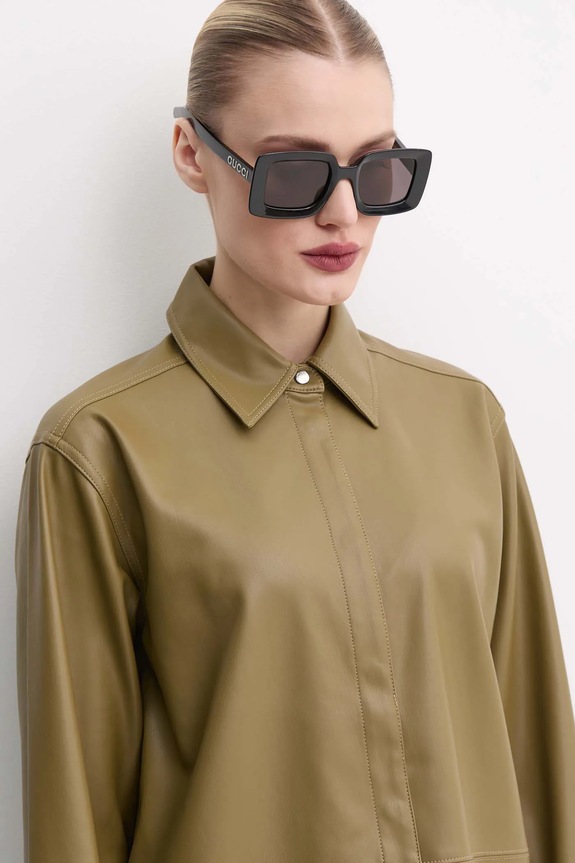 Gucci okulary przeciwsłoneczne prostokątne czarny GG1718S