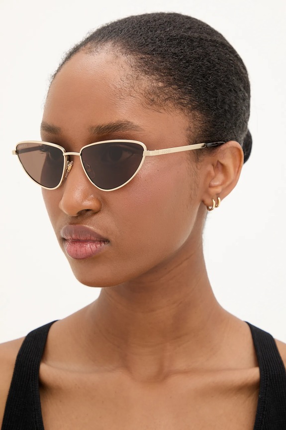 Gucci occhiali da sole a tinta unita oro GG1879S