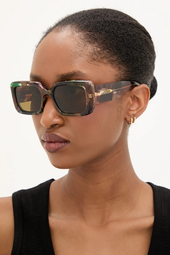 Gucci occhiali da sole a tinta unita marrone GG1906S