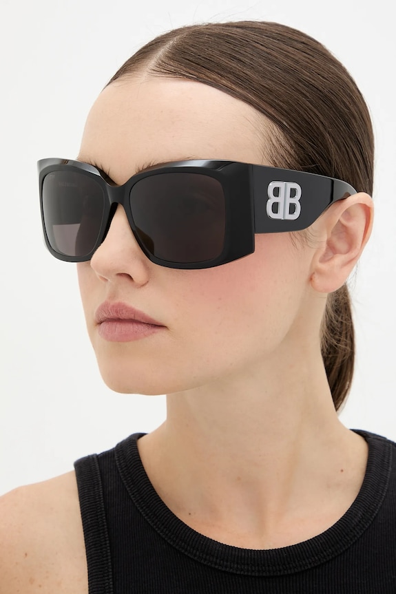 Сонцезахисні окуляри Balenciaga однотонна з деталлю чорний BB0443S