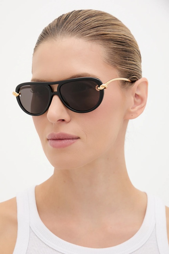 Bottega Veneta okulary przeciwsłoneczne jednolita czarny BV1418S