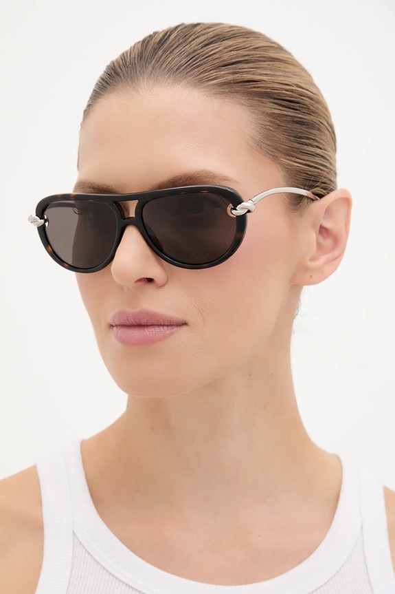 Bottega Veneta okulary przeciwsłoneczne jednolita srebrny BV1418S