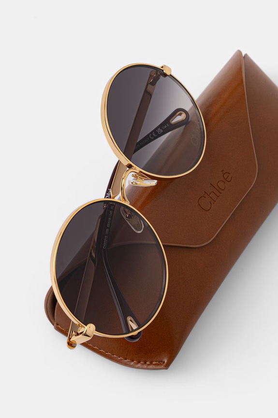 Chloe ochelari de soare rotunzi de damă aur CH0321S