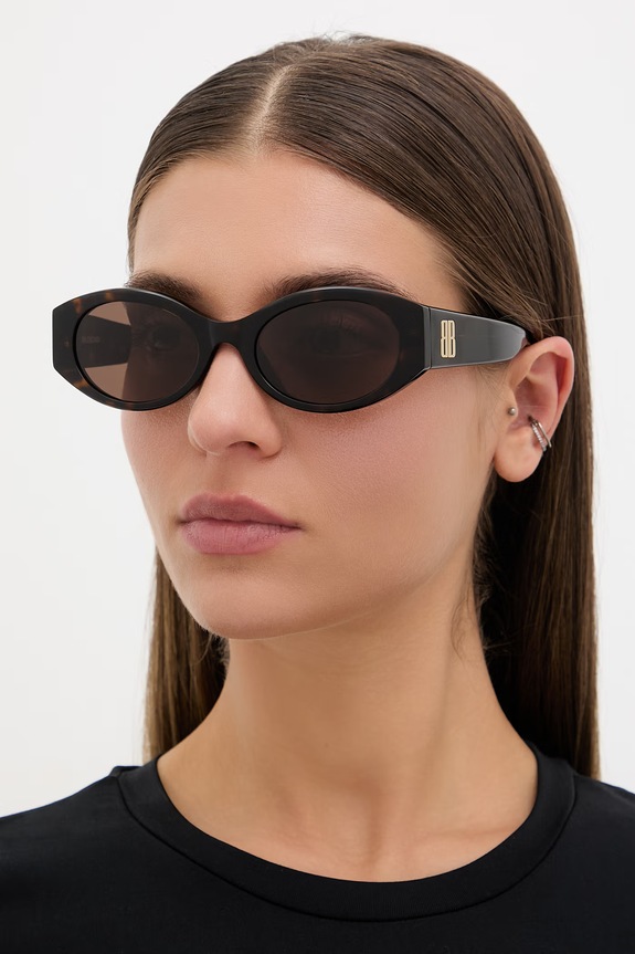 Balenciaga okrúhle slnečné okuliare dámske hnedá BB0477SA