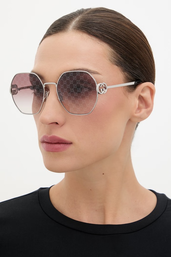 Gucci okulary przeciwsłoneczne damskie srebrny GG2046S