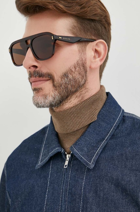 Gucci okulary przeciwsłoneczne jednolita brązowy GG1263S