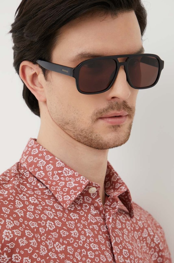 Gucci okulary przeciwsłoneczne jednolita brązowy GG1342S