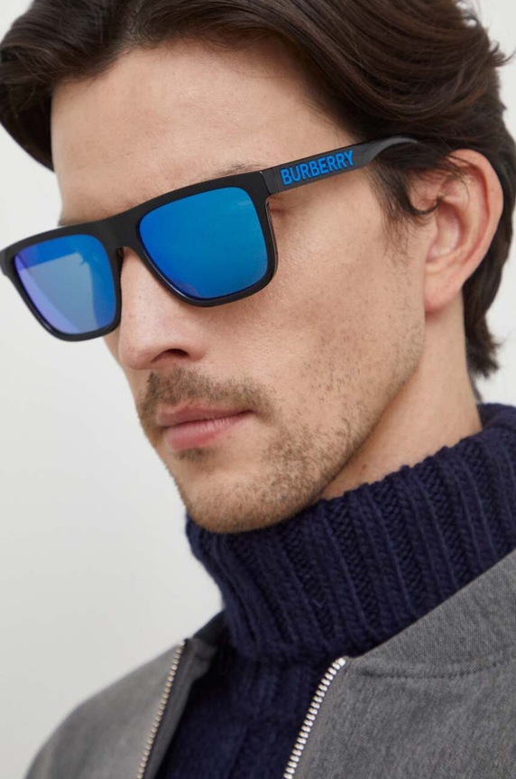 Burberry okulary przeciwsłoneczne prostokątne czarny 0BE4402U