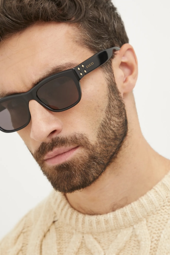 Солнцезащитные очки Gucci однотонная с деталью чёрный GG1706S