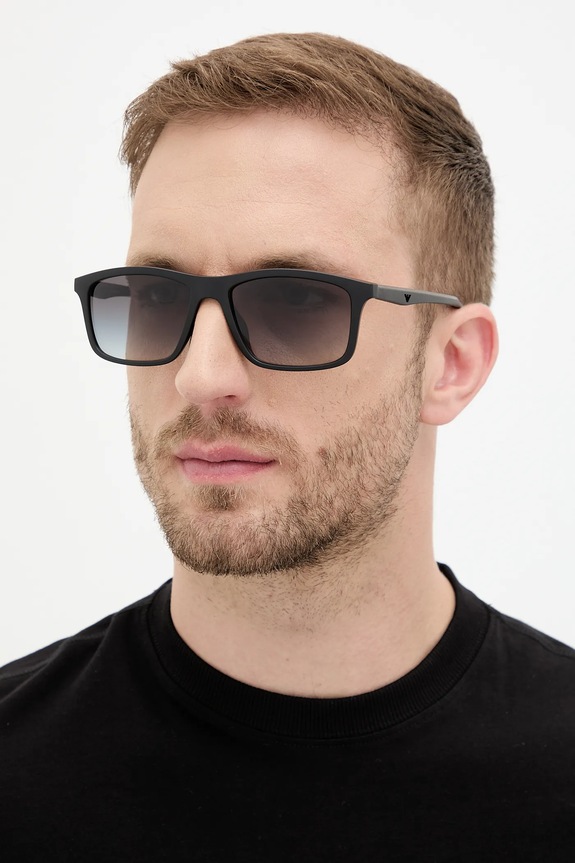 Emporio Armani okulary przeciwsłoneczne gładka z detalem czarny 0EA4257U