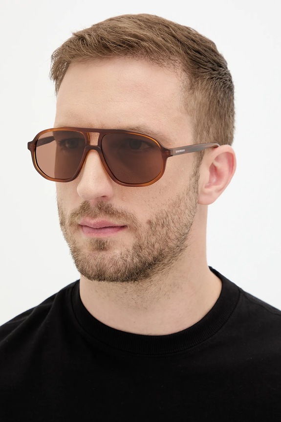 Emporio Armani okulary przeciwsłoneczne pilotki brązowy 0EA4263U