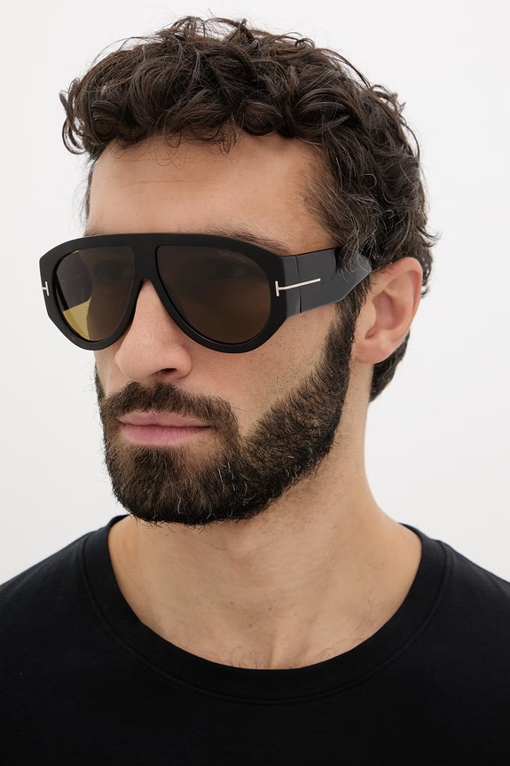Tom Ford okulary przeciwsłoneczne Bronson pilotki brązowy FT1044.6052N