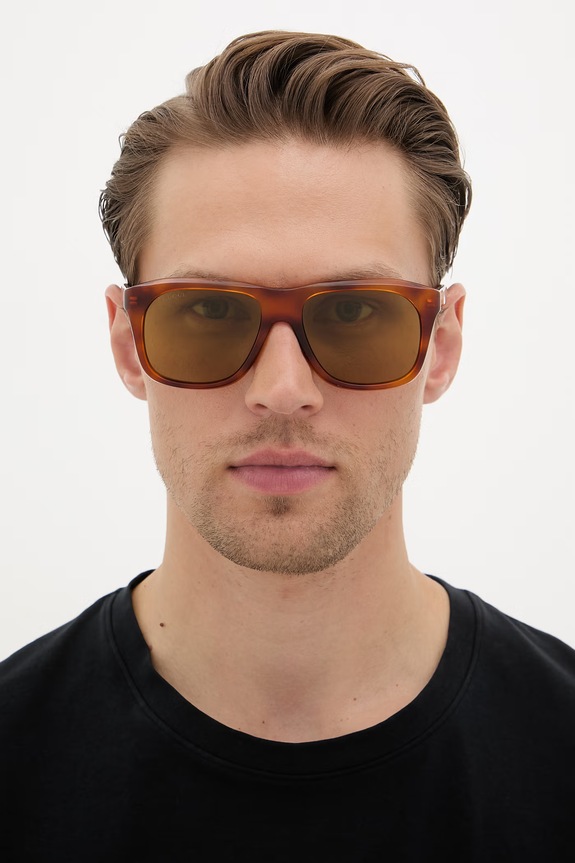 Gucci okulary przeciwsłoneczne kwadratowe męskie GG2077S pomarańczowy