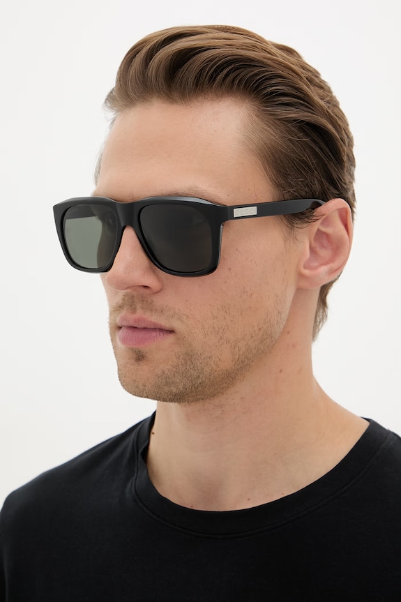 Gucci okulary przeciwsłoneczne kwadratowe męskie czarny GG2077S