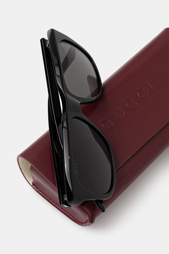 Gucci okulary przeciwsłoneczne kwadratowe męskie czarny GG2077S