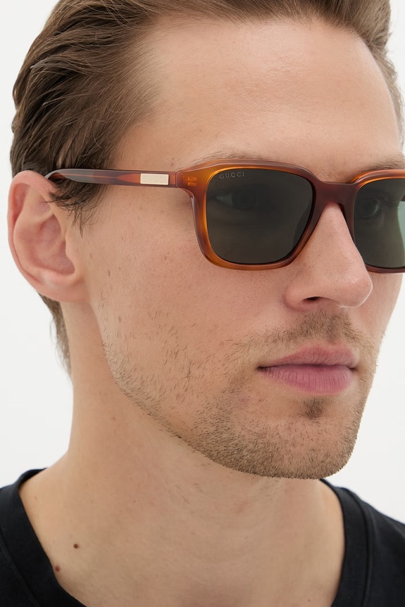 Gucci okulary przeciwsłoneczne kwadratowe męskie GG2078S pomarańczowy