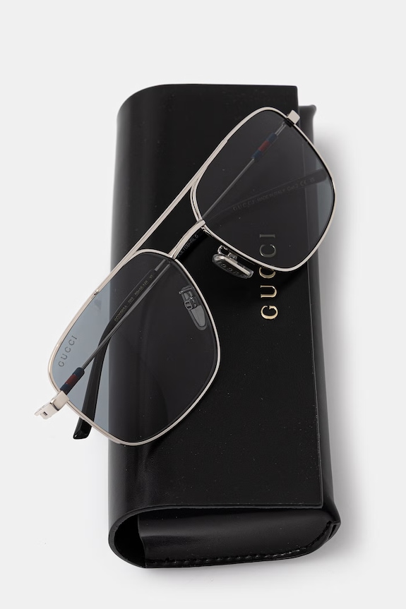 Gucci štvorcové slnečné okuliare pánske strieborná GG2096SA